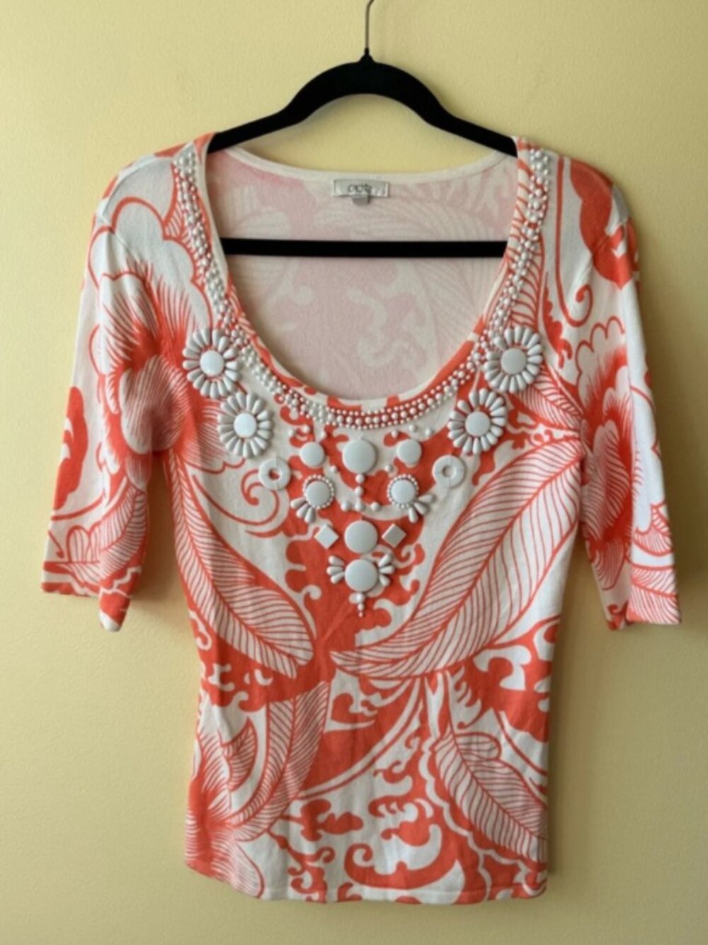 Caché Knit Beaded Top